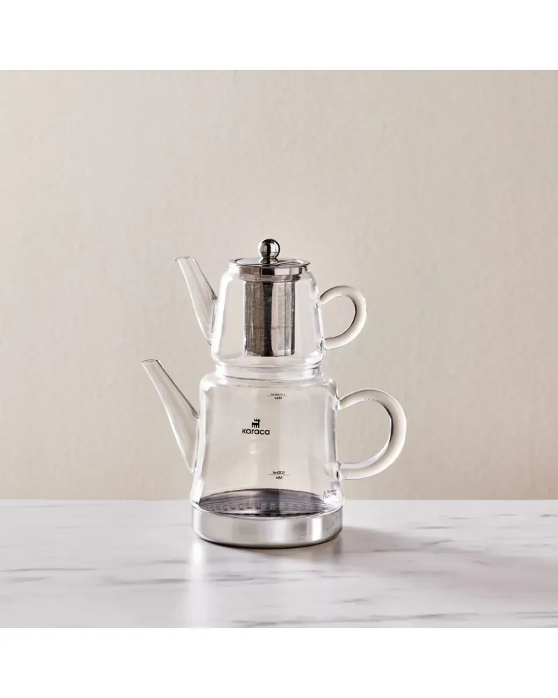 Karaca Dora Borosilicate Glass Teapot Set, Medium, Clear