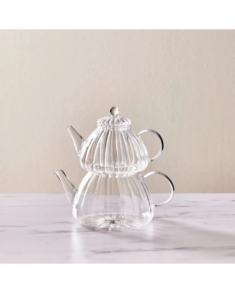 Karaca Lori Borosilicate Glass Teapot Set, Clear