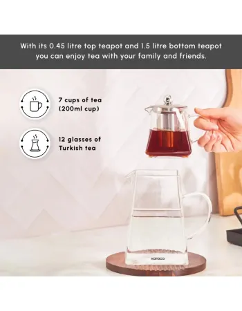 Karaca Giza Borosilicate Glass Teapot Set, Clear