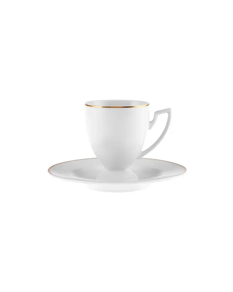 Karaca Boyoz 12-Piece Porcelain Espresso Turkish Coffee Cup Set for 6 People, 85ml, White Gold