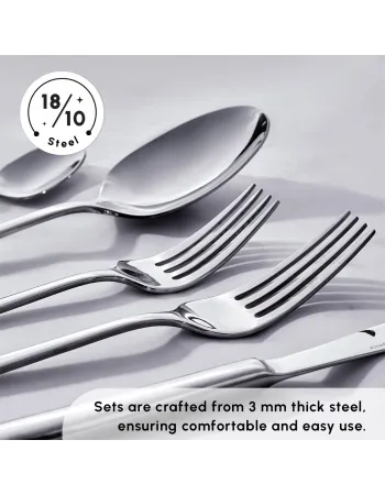 Karaca Carmelo 91-Piece Stainless Steel Cutlery Set with Utensil Set for 12 People, Platinum