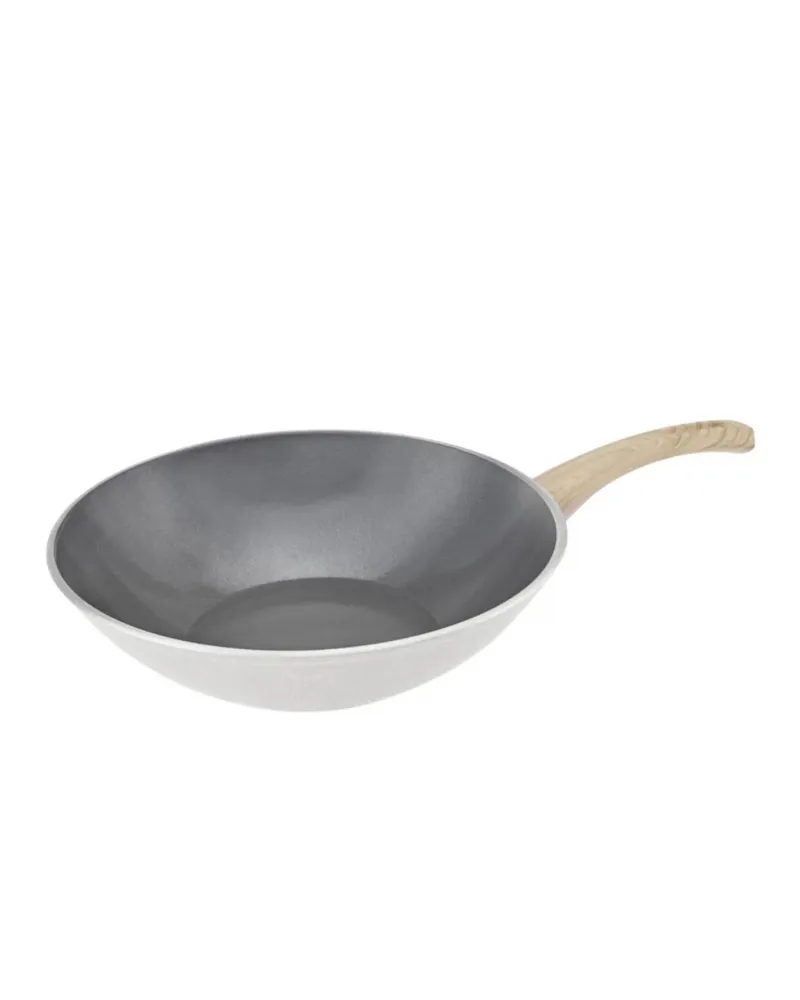 Karaca Swiss Crystal Non-Stick Induction Wok Pan, 28cm, Creamy