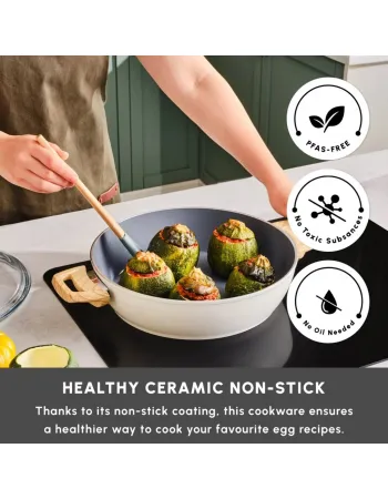 Karaca Swiss Crystal Non-Stick Induction Casserole, 26cm, Creamy