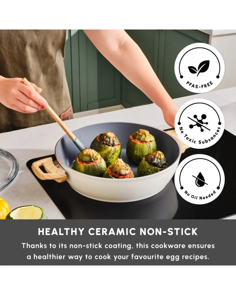 Karaca Swiss Crystal Non-Stick Induction Casserole, 26cm, Creamy