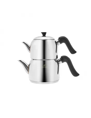 Karaca Edana Stainless Steel Induction Teapot Set, Midi, Black