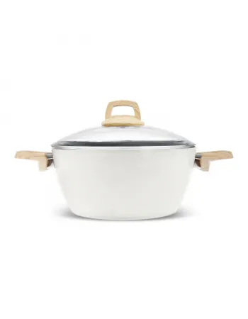 Karaca Swiss Crystal Non-Stick Induction Stockpot with Lid, 20cm, Creamy