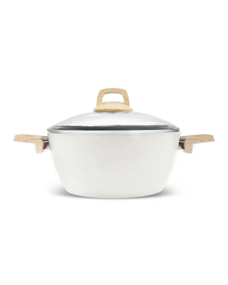 Karaca Swiss Crystal Non-Stick Induction Stockpot with Lid, 20cm, Creamy