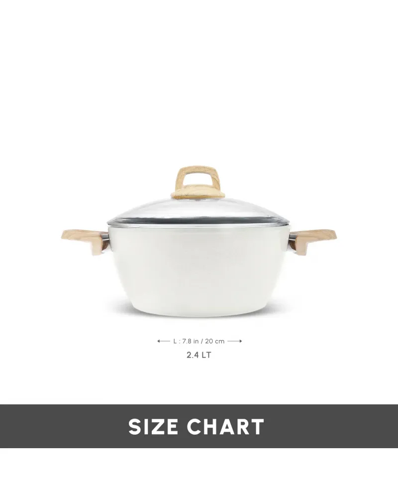 Karaca Swiss Crystal Non-Stick Induction Stockpot with Lid, 20cm, Creamy