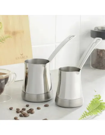 Karaca Win 2-Piece Stainless Steel Coffee Pot Set, Steel