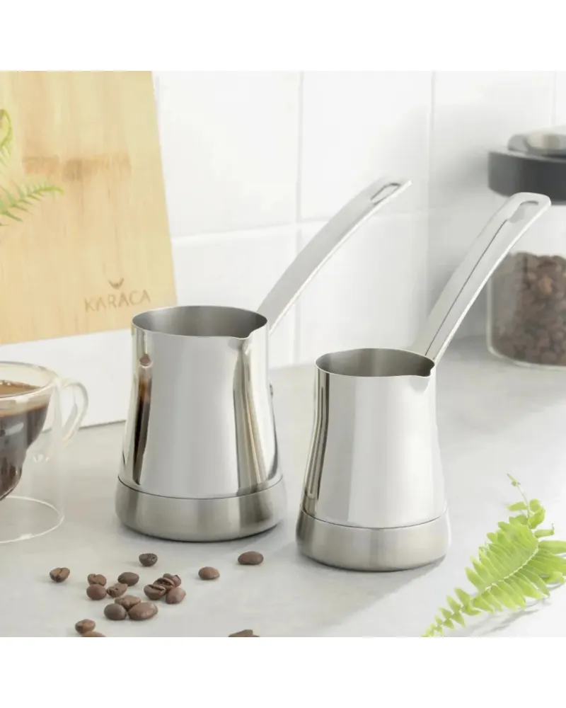 Karaca Win 2-Piece Stainless Steel Coffee Pot Set, Steel Karaca Win 2-Piece Stainless Steel Coffee Pot Set, Steel