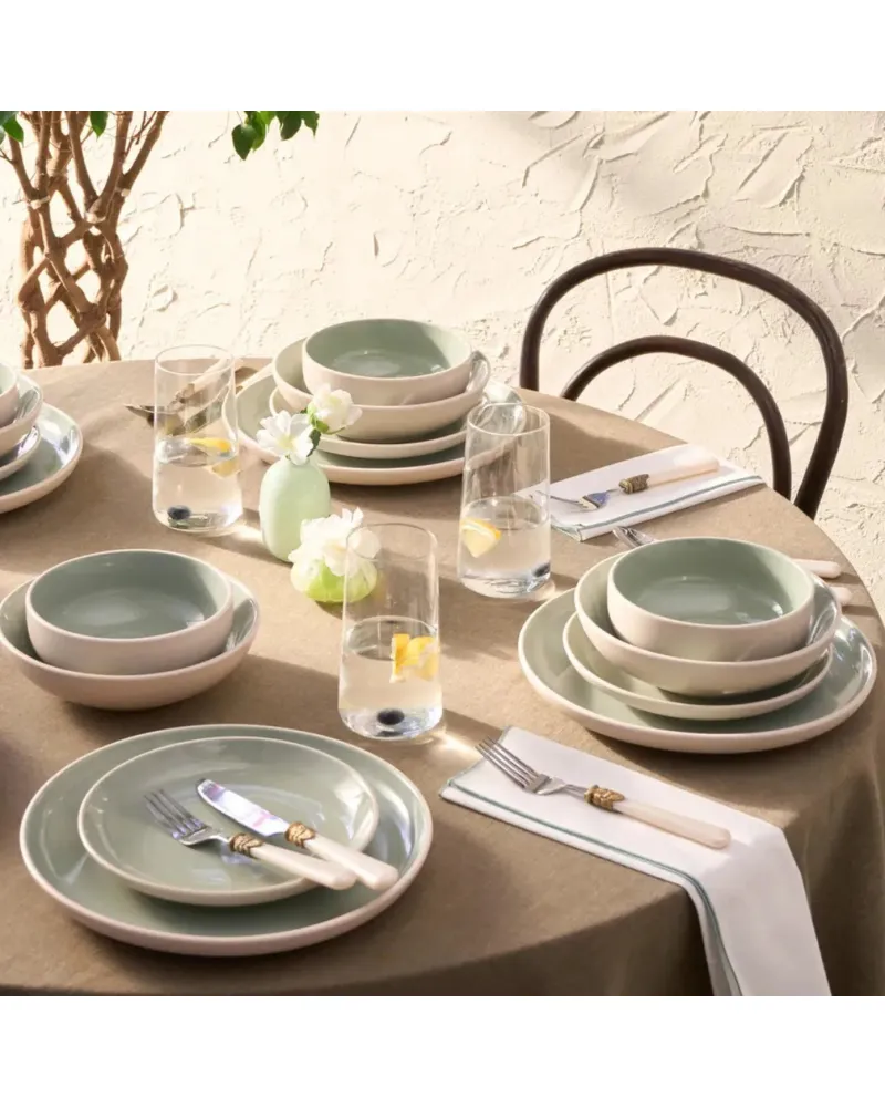 Karaca Abby 24-Piece Stoneware Dinner Set for 6 People, Green