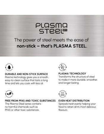 Karaca Plasma Steel 3Ply Non-Stick Induction Frying Pan, 28cm, Silver