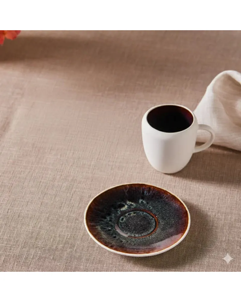 Karaca Earth Collection New Galactic 2-Piece Reactive Glaze Espresso Turkish Coffee Cup Set, 100ml, Single Person,White