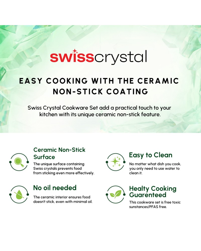 Karaca Swiss Crystal Almond Cream Non-Stick Induction Stainless Steel Handle Shallow Pan, 20cm, Cream
