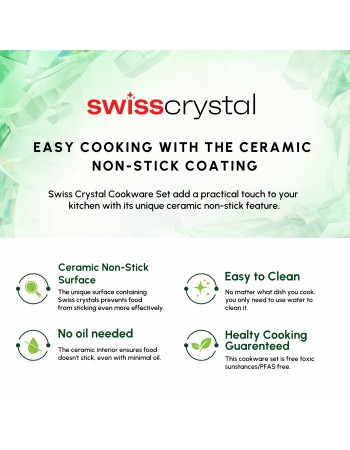 Karaca Swiss Crystal Almond Cream Non-Stick Induction Stainless Steel Handle Shallow Pan, 16cm, Cream