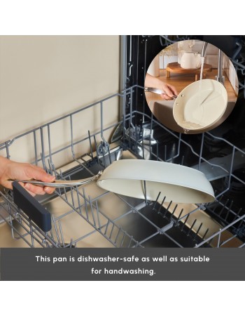 Karaca Swiss Crystal Almond Cream Non-Stick Induction Stainless Steel Handle Pan, 26cm, Cream