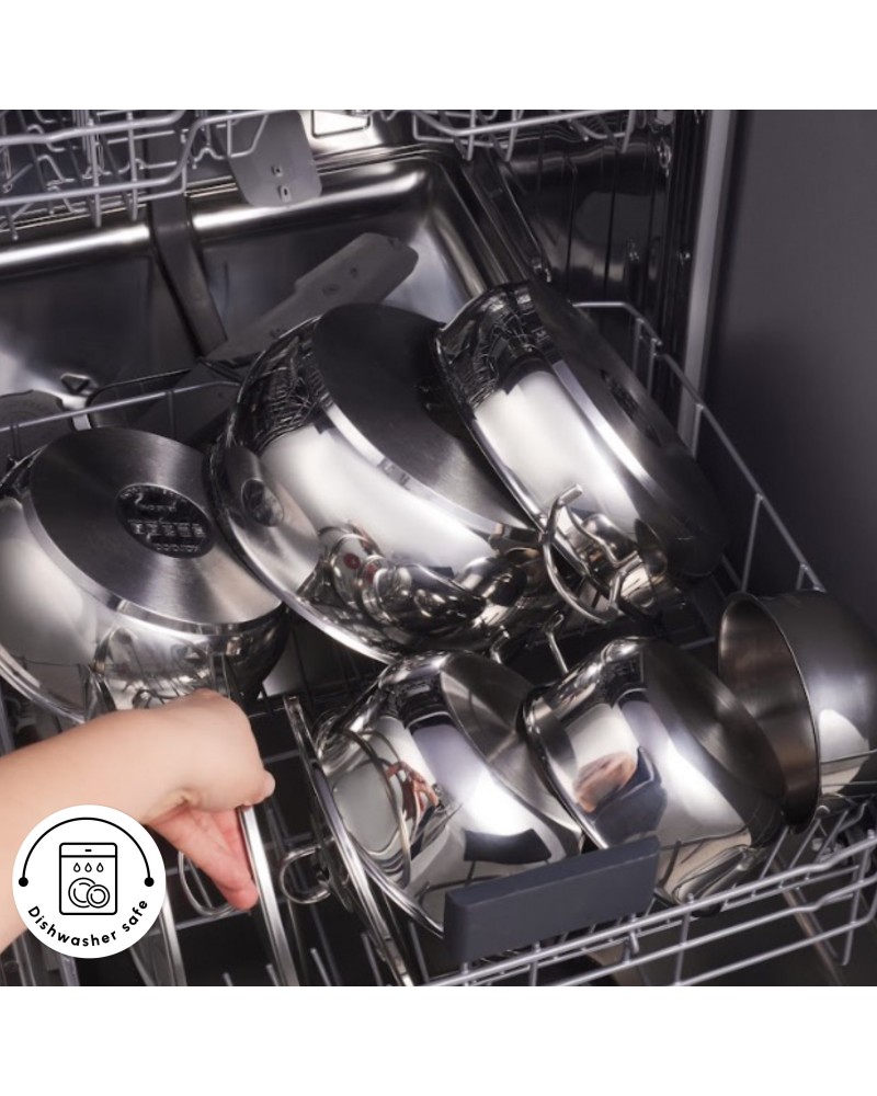 Karaca Cook & Store 13-Piece Stainless Steel Induction Cookware Set, Silver