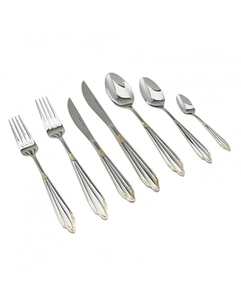 Karaca Mantilla 84-Piece Stainless Steel Cutlery Set for 12 People, Gold