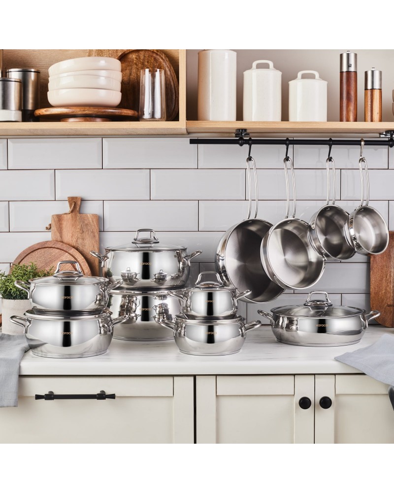 Karaca Emirgan Stainless Steel Stockpot with Lid, 24cm, Silver