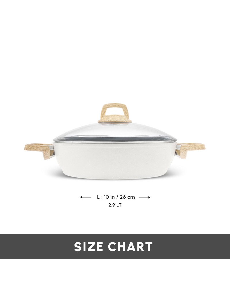 Karaca Swiss Crystal Non-Stick Induction Casserole, 26cm, Creamy