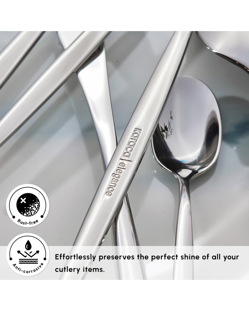 Karaca Lizbon 60-Piece Stainless Steel Cutlery Set for 12 People, Platinum
