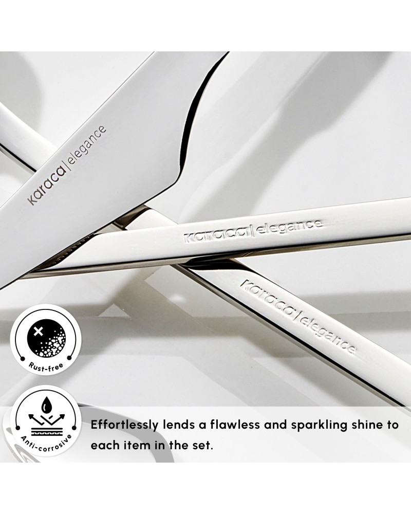 Karaca Sedir 84-Piece Stainless Steel Cutlery Set for 12 People, Silver