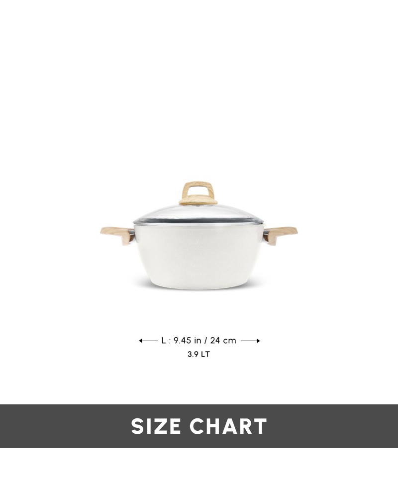 Karaca Swiss Crystal Non-Stick Induction Stockpot with Lid, 24cm, Creamy