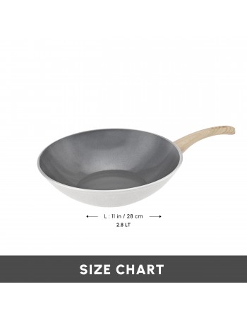 Karaca Swiss Crystal Non-Stick Induction Wok Pan, 28cm, Creamy