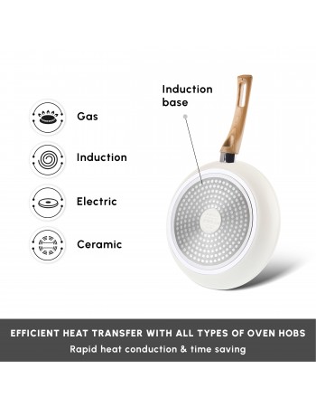 Karaca Swiss Crystal Non-Stick Induction Frying Pan, 30cm, Creamy
