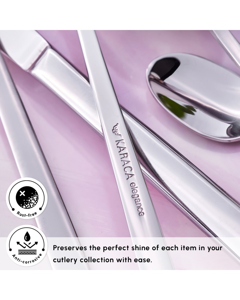 Karaca Tivoli 60-Piece Stainless Steel Cutlery Set for 12 People, Silver